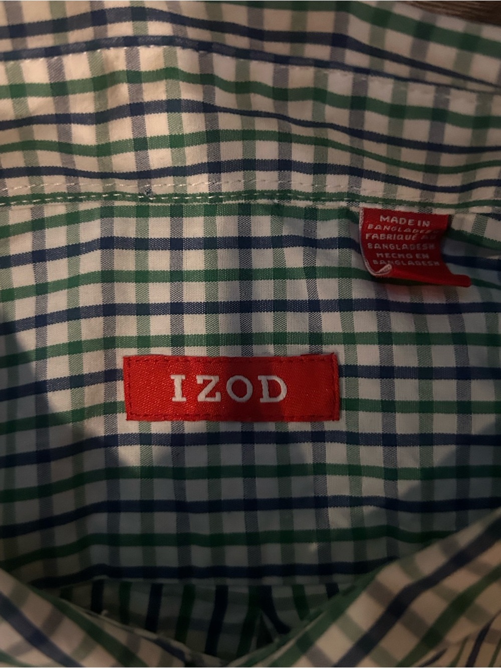 Izod Blue and Green Check Dress Shirt
